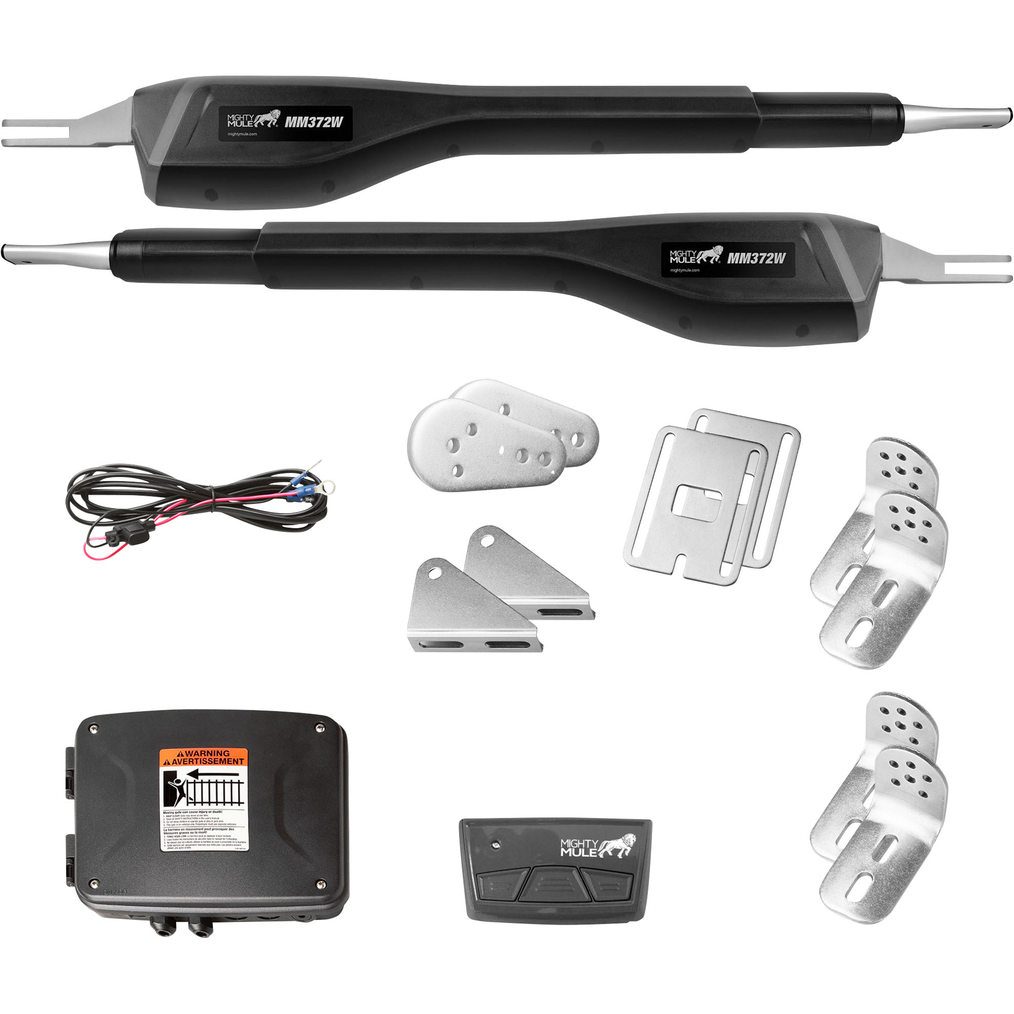 Mighty Mule Smart Capable, Solar Compatible Medium-Duty Dual Gate Opener, 550-Lb. Capacity, Model# MM372W
